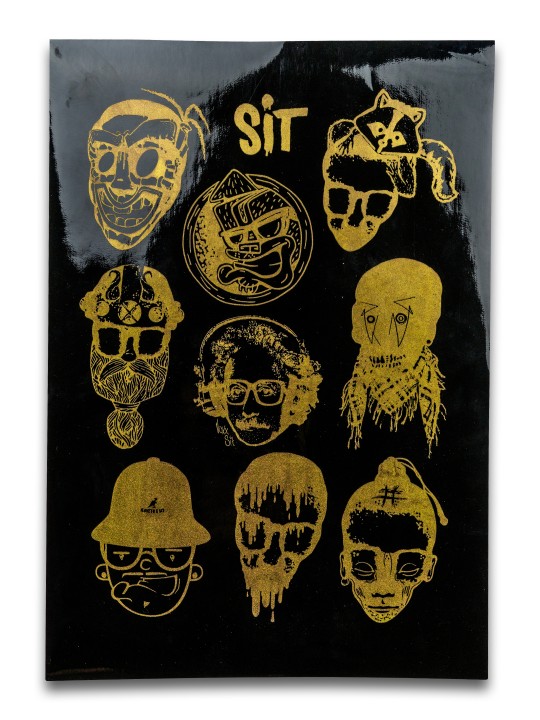 Sticker Sheet Gold on Black