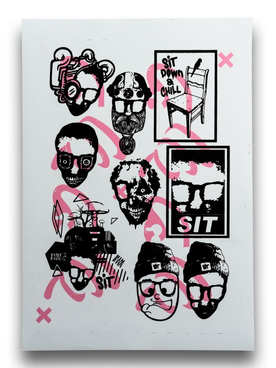 Sticker Sheet Black Pink on White