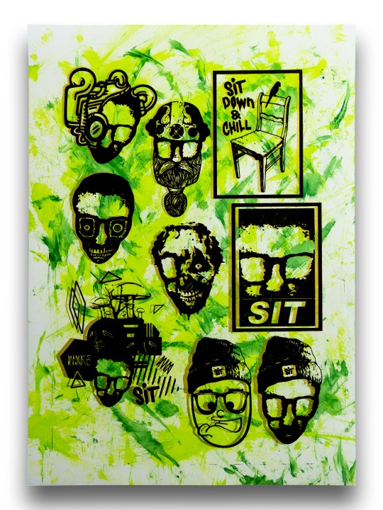 Sticker Sheet Green Yellow on White